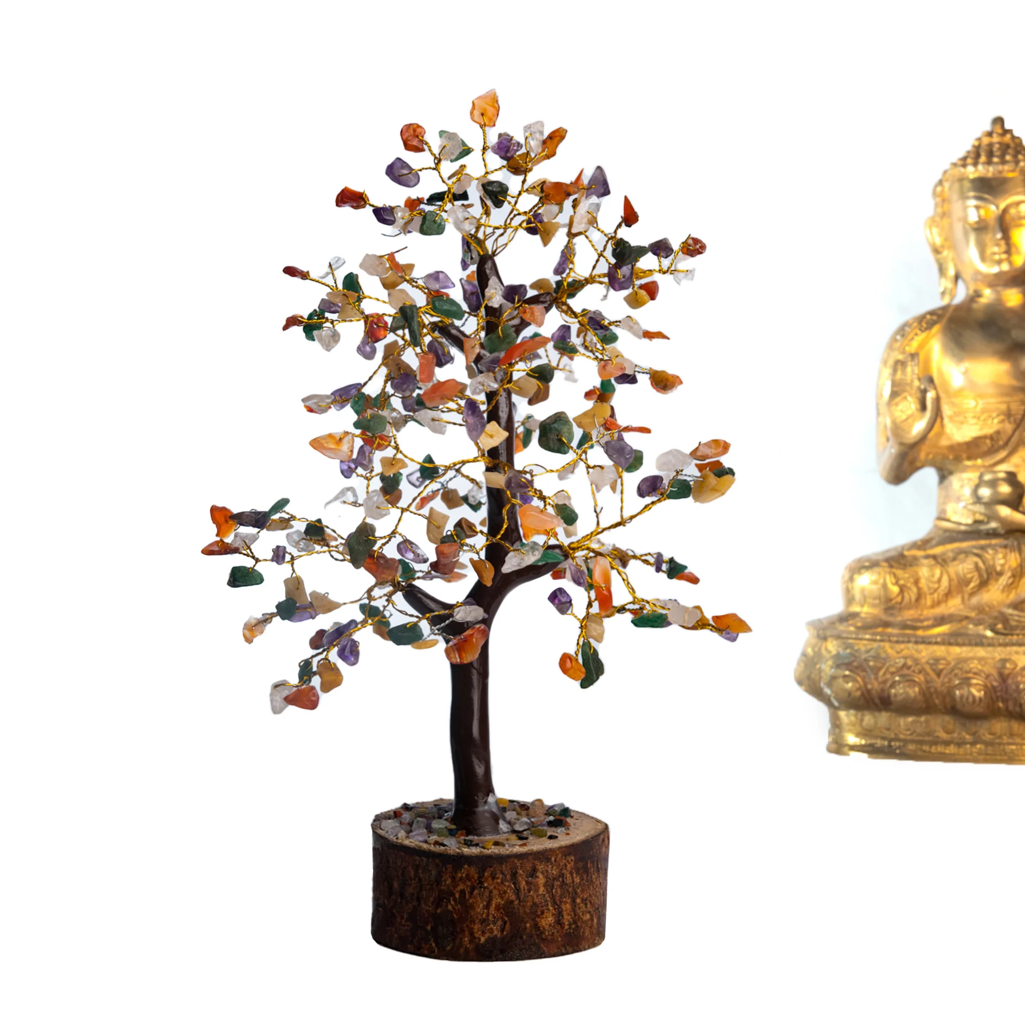 Wholesale Handmade Healing Natural Multi Crystal Seven-Color Chakra gemstone Tree for Home Decorations, Office gifts indoor