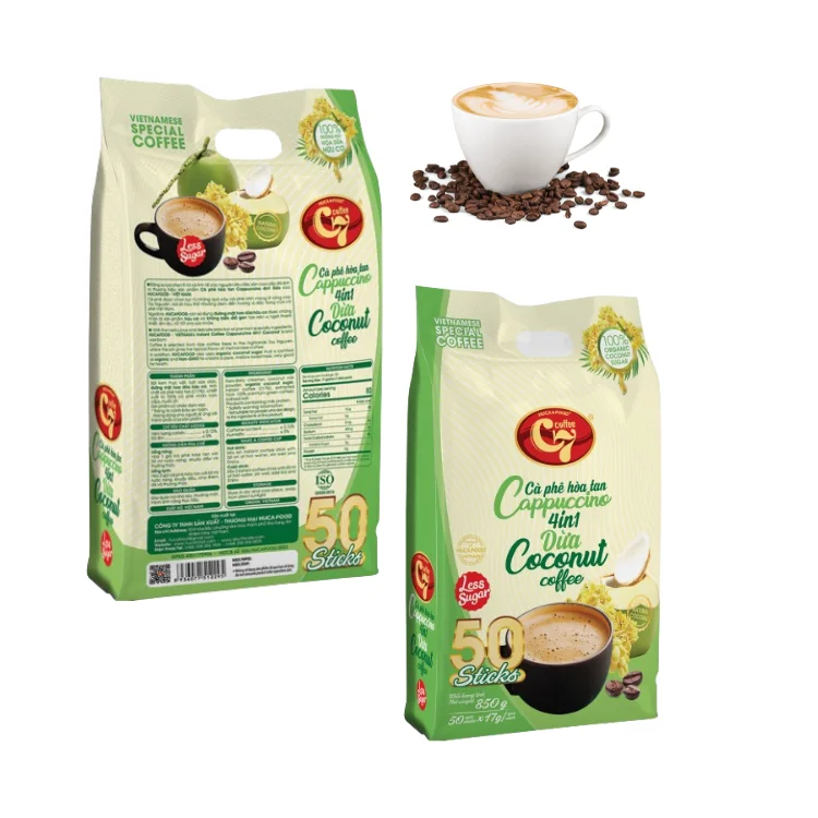 Arabica Instant Coffee Good Quality Cappuccino 4 In 1 Customized Label Using With Hot Water Made In Vietnam Manufacturer