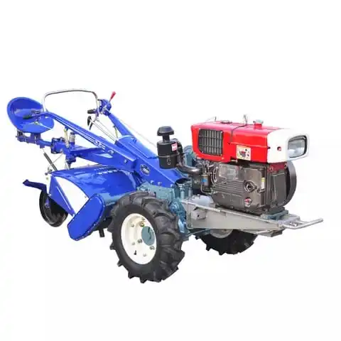 Efficient 15HP Two Wheel Farm Walking Tractor Mini Tractor For Agriculture with mini trailer