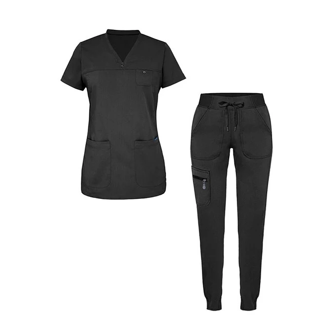 Hot Sale Anti Wrinkle Washable Soft Fabric Nurse Scrubs Hospital Uniform Medical Scrubs Women Jogger Scrubs Sets Pair