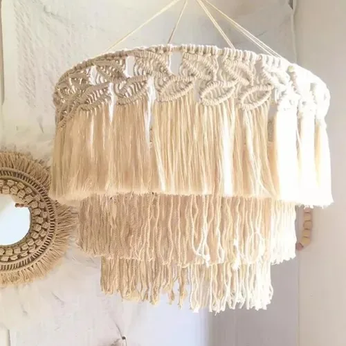 Best Selling Bohemian Festival Decorations Macrame Lamp Shade Hand Woven Lampshade for Home stay Hotel and Restaurant