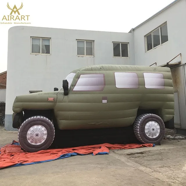 green simulated inflatable jeep, factory direct inflatable pickup truck model for square party exhibition