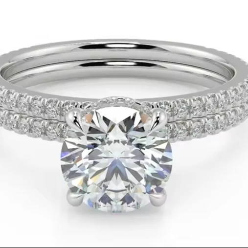 1CT Round Cut Engagement Ring Moissanite Ring Classic Bridal Set Sterling Silver  Engagement Ring Customized Jewelry Gift for