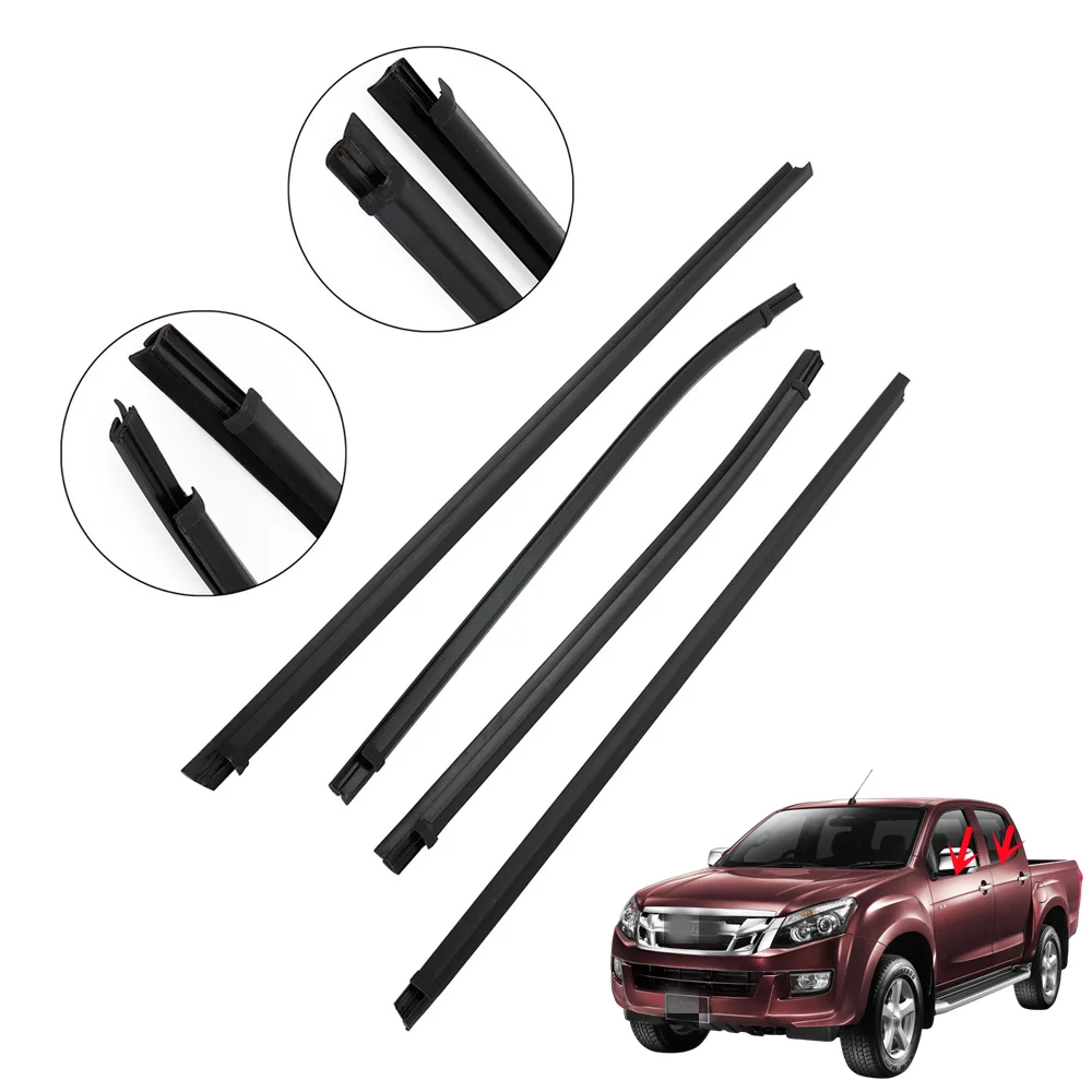 4pcs/Set For Isuzu Dmax Pickup 2012-2018 Weatherstrip Window Seal Car Window Moulding Trim 8-98340808-0 8-98052197-2