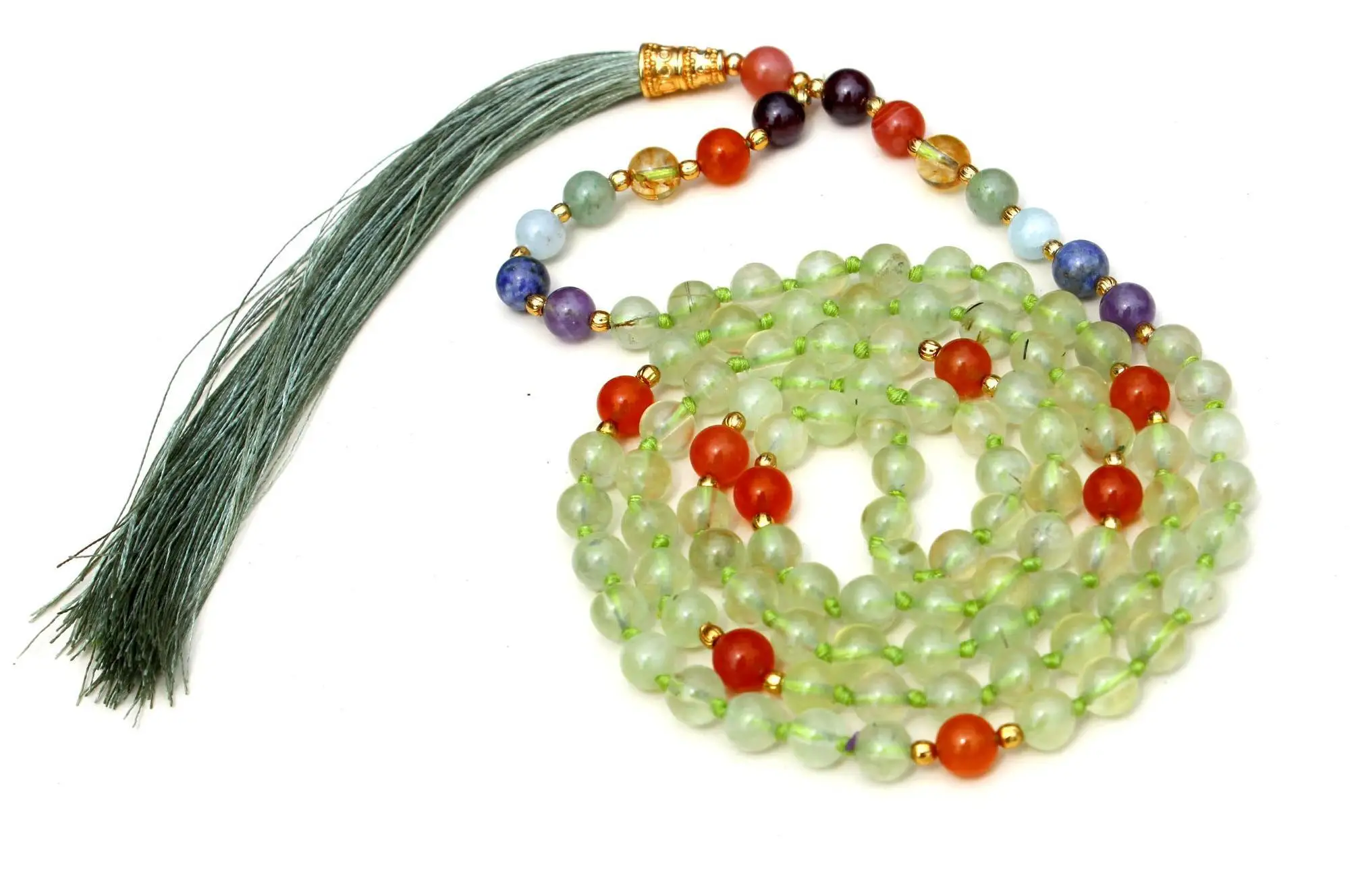 Natural Prehnite 7 Chakra Tassel Mala Necklace 6mm round Beads Healing Crystal Buy Assorted Mala Beads Chains Pearl Main Stone