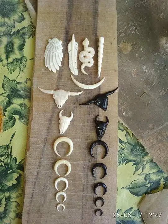 Organic Horn Tribal Fashion Earrings from Bali