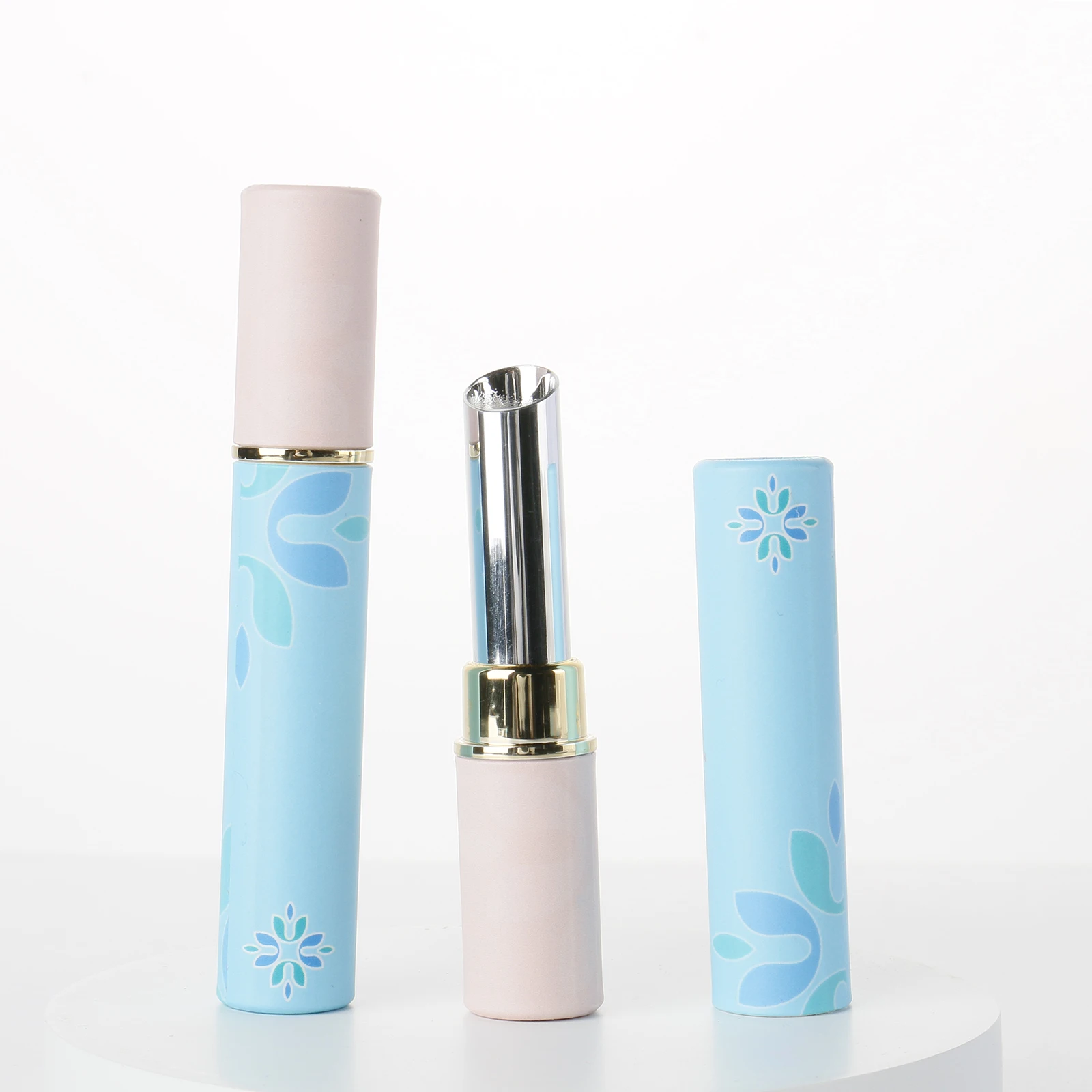 Customized Logo HZM COLOR Eco Friendly Packaging Diy Custom Printing Slim Lip Balm Container Empty Round Paper Lipstick Tube