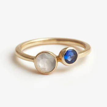 Natural Luxurious  Moonstone and Real Tanzanite ring in solid 18k YELLOW Gold  rings Customization Avialble
