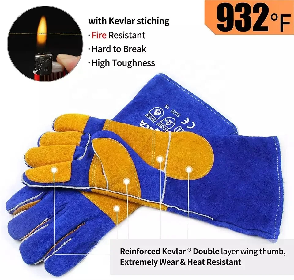 Mig Tig Welder fire retardant Animal Handling Gloves heat resistant anti cut work safety Protective Long welding gloves
