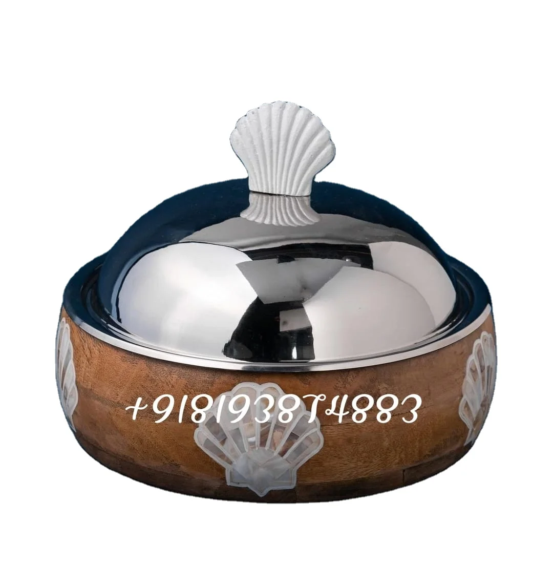 new handmade wooden and mother of pearl biryani dish hotpot metal top
