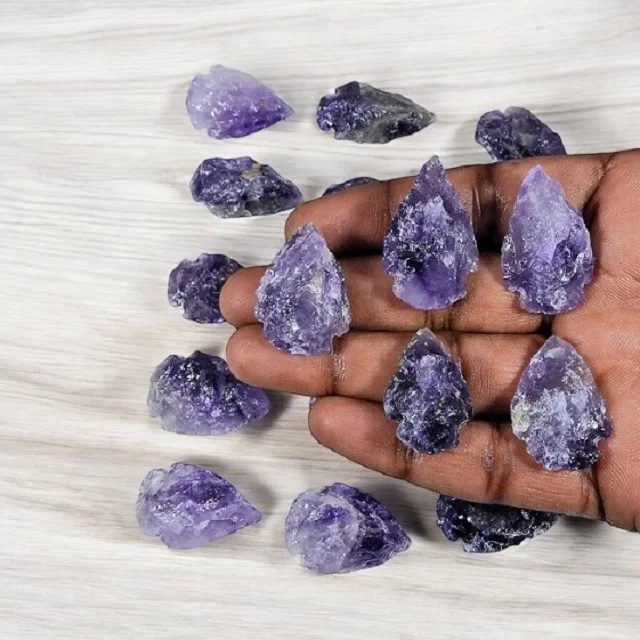 NATURAL AMETHYST 1' INCH HAND CARVED ARROWHEAD GEMSTONE AGATE ARROWHEAD FOR SALE BUY WHOLESALE FROM KING AGATE