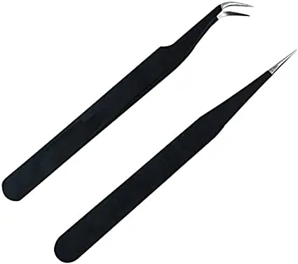 Antistatic Tweezers Eyelash Extension Tweezers Tool Set Straight and Curved Tip Tweezers Pliers for Eyelash Extension