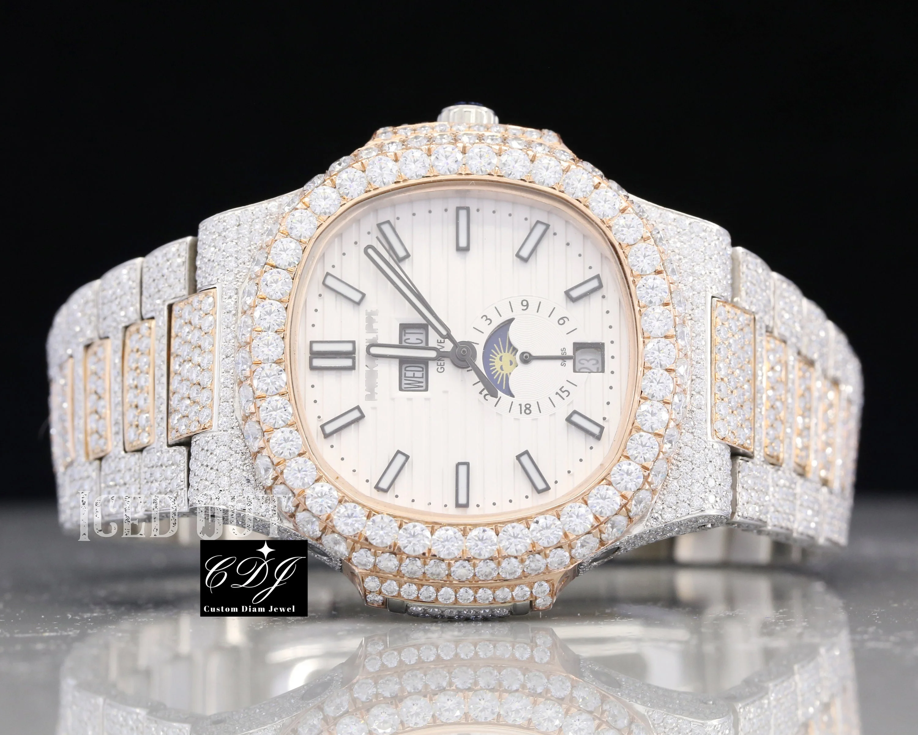 Wholesale Luxury Watch Jewelry Fully Iced Out Watch Genuine VVS Moissanite Studded Watch For Men Custom Design Mens