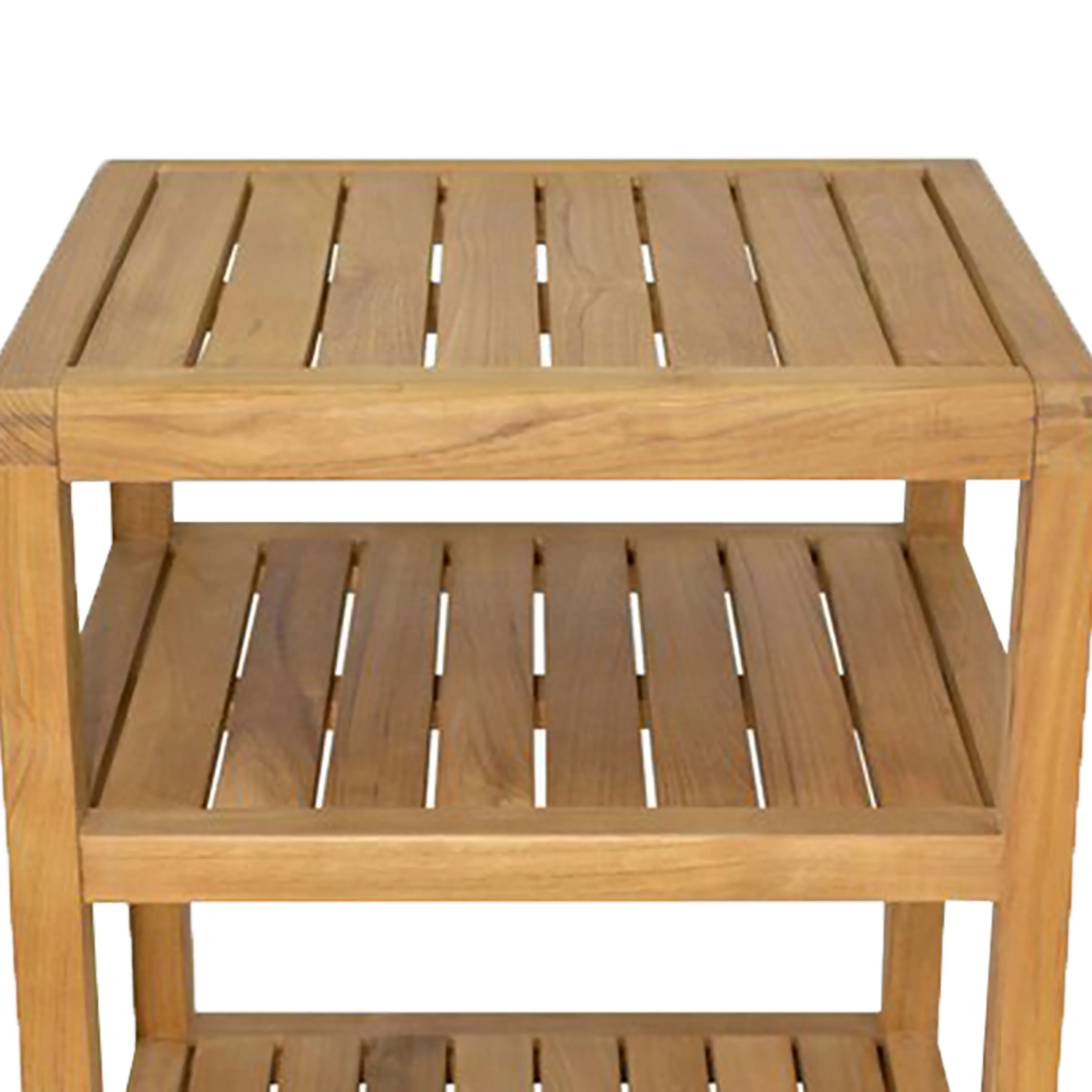 Shower Bench Solid Teak Wood Natural Finish Cristy