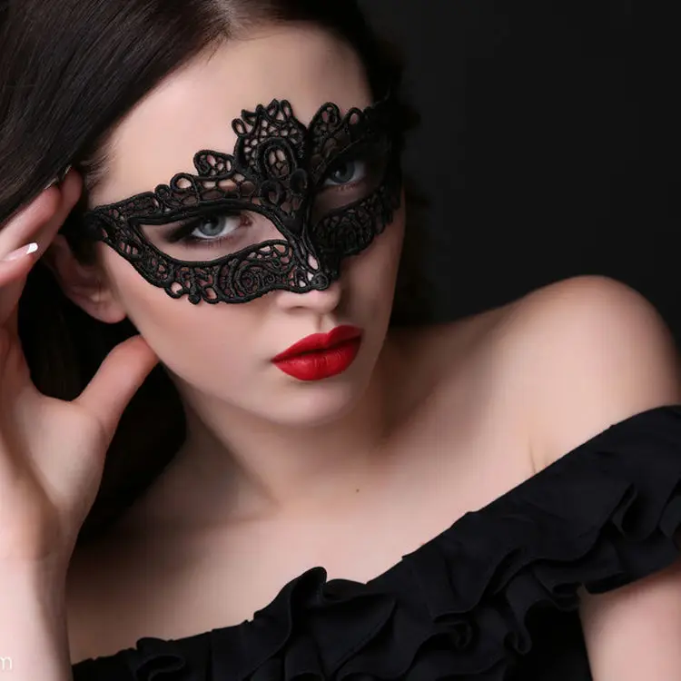 RTS High Quality Hot Sale Holiday Party Black Sexy Lace Cutout Eye Mask Sex Adult Play Costume