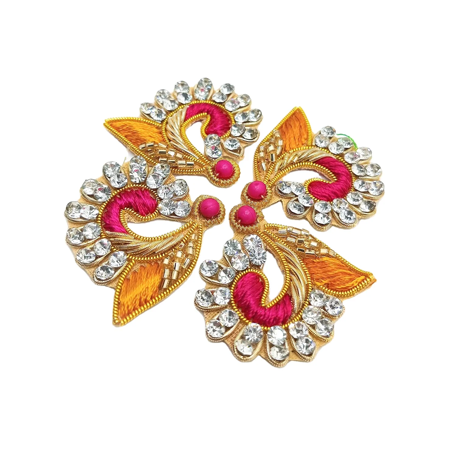 luxury custom or standard good price sequin beaded 3d flower patches embroidery lace fabric Applicue