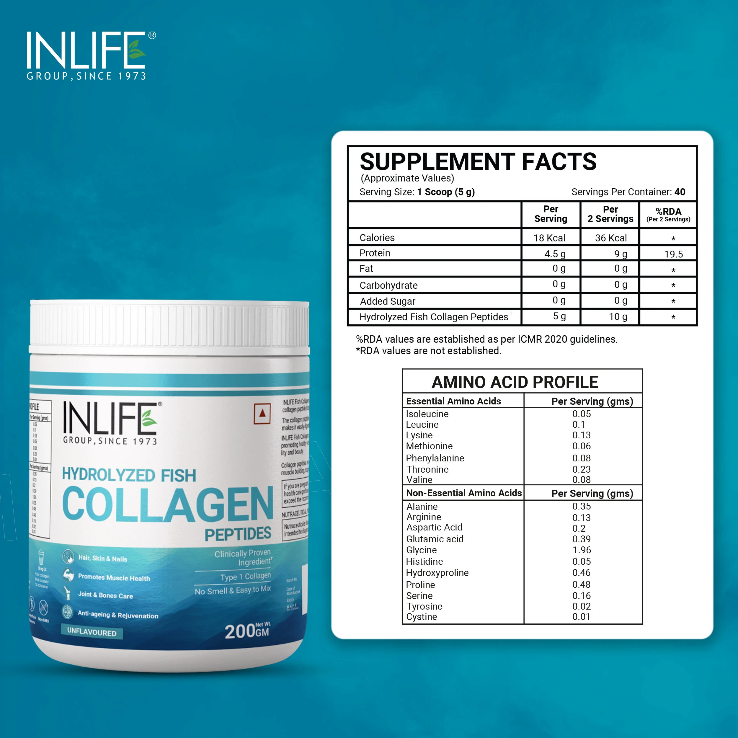 Hot Selling Fish Collagen Powder Supplement for Hair, Skin, Nails & Joint Health - Unflavored, 200g, 40 Servings, No Added Sugar