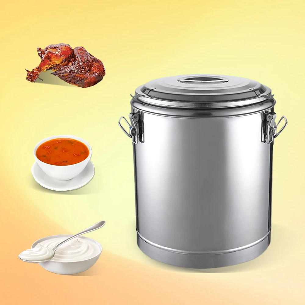 Stainless steel airtight thickened barrel Thermos  Keep temperature Heat insulated barrel pot Food storage Bucket with tap