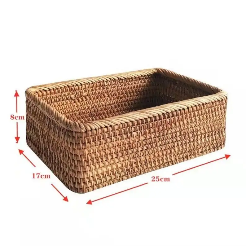 Rustic Rattan Woven Basket Wicker Baskets Storage Organizer for Home Office Organization Office Paper Basket