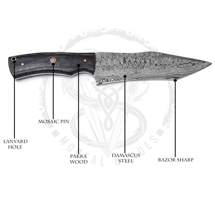 Professional Handmade Hunting Knife Fixed Blade Camping Hunting Knife Pakka Wood Handle Outdoor Knives