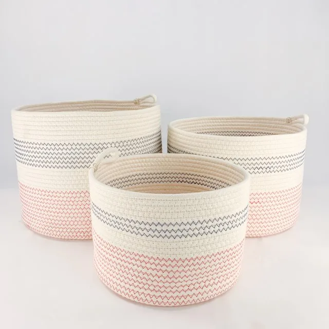 2023 Trendy Cotton Storage Baskets Multifunction Foldable Hanging Furniture Containers Mix Colors Sustainable Stocked Makeup