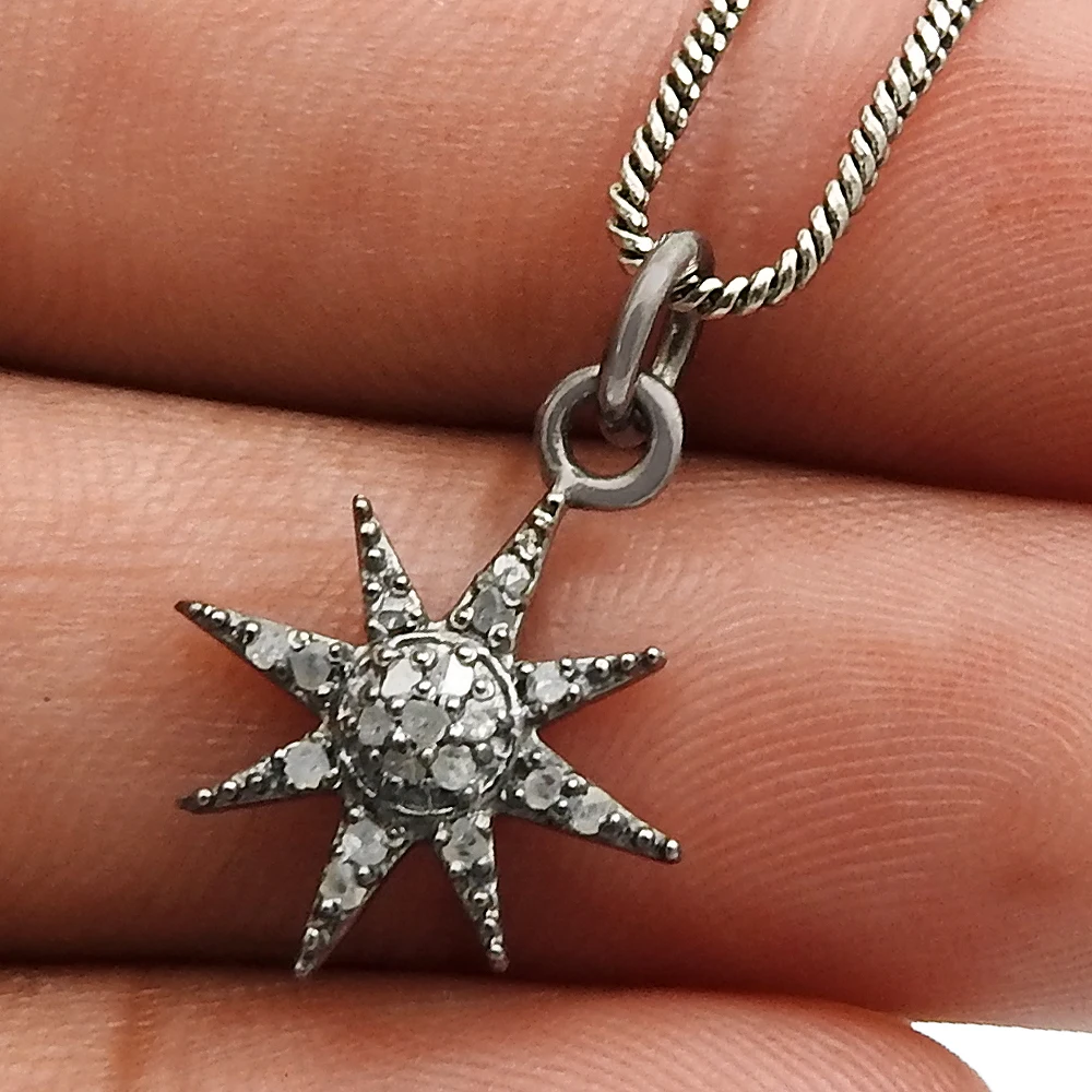Beautiful design diamond black rhodium & gold plated Star pendant for girl 925 sterling silver jewelry handmade fine pendants