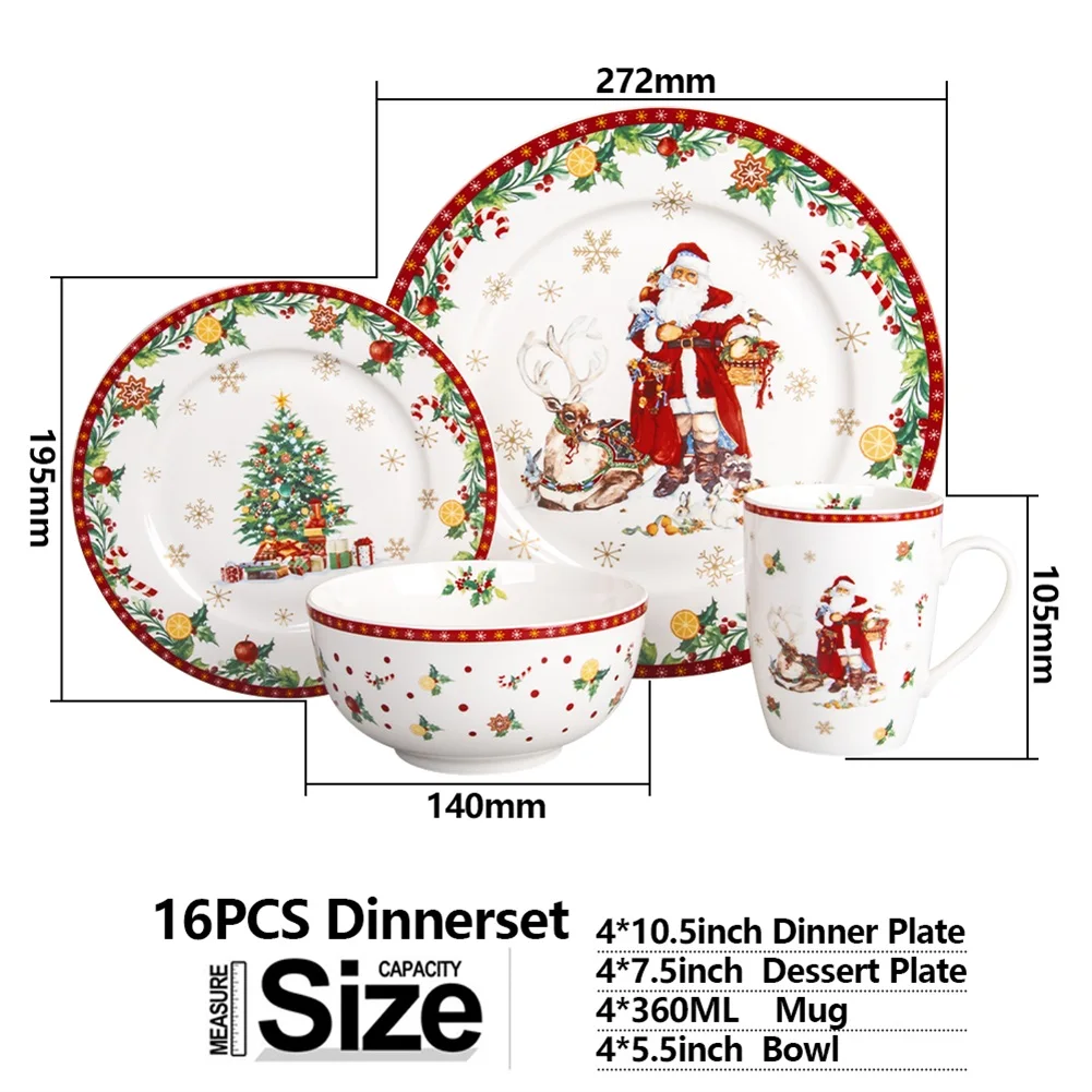 Modern Nordic European Christmas Design Tree Decorative Collection Ceramic Tableware Porcelain Dinner Plates Dinnerware Set