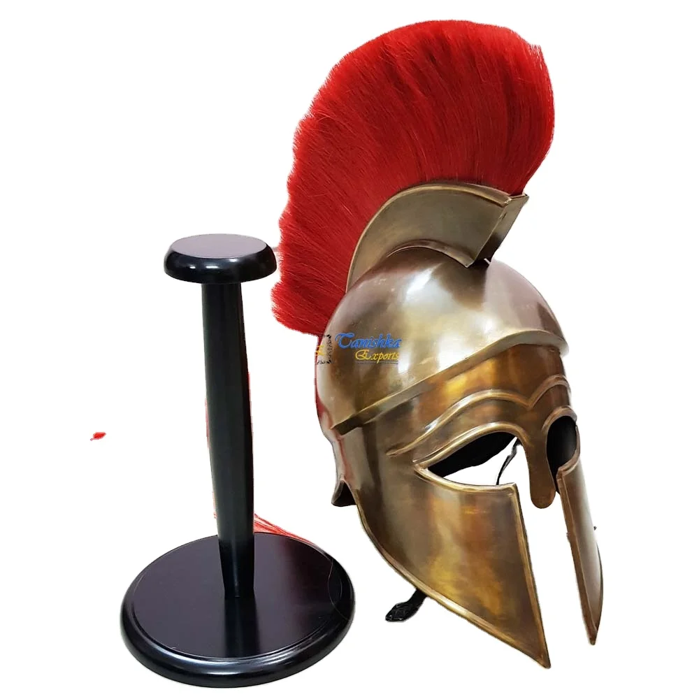 Средневековый греческий коринтийский армированный шлем с красным шлейфом носимый костюм на Хэллоуин историческая репродукция