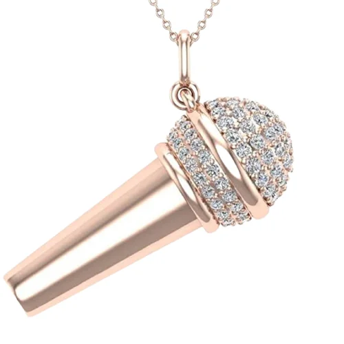 Fully Decorative Hip Hop Style Music Voice Micro Phone Diamond Pendant For Fashionable Jewelry