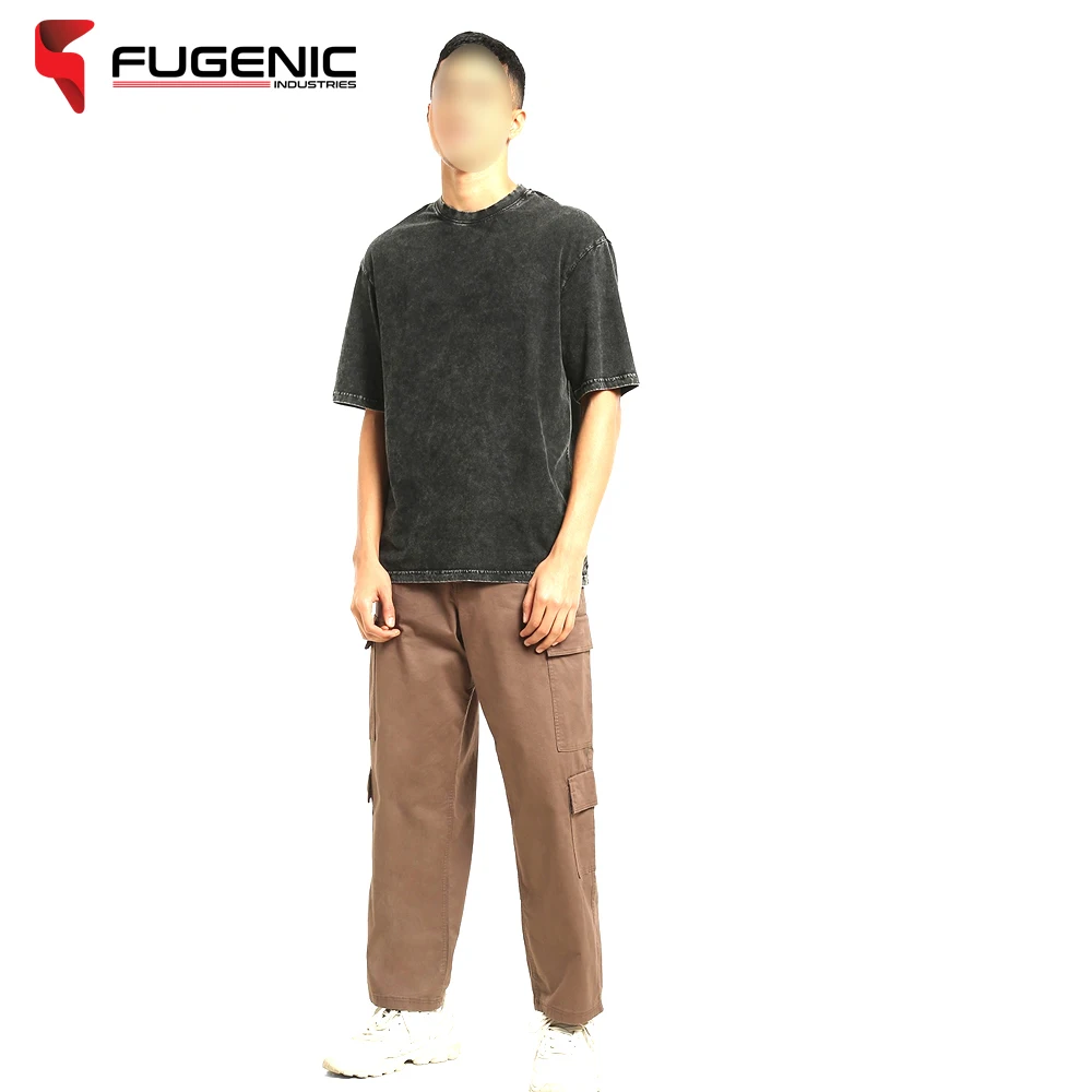 Acid Wash T Shirt Solid Color Hand Made O Neck Comfortable Newest Design Men Acid Wash T Shits BY Fugenic Industries