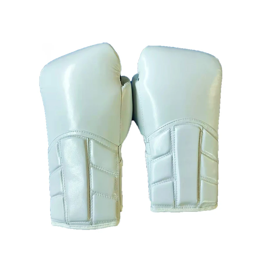 White Custom Logo IBA Approved Boxing Gloves Professional Leather Boxing Gloves Available In Wholesale Prices
