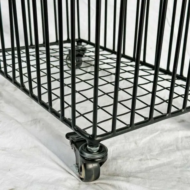 Powder Coated Iron Laundry Basket for Dirty Clothes with Wheels for home and hotel