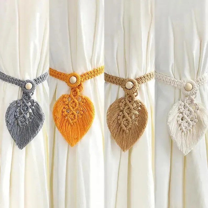 Best Selling Christmas Decor Macrame Curtain Tie back with Beautiful Leaf Design from India