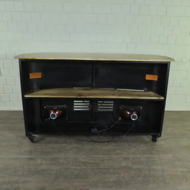 Black tata truck bar cabinet with Solid Wood rustic top bar tables with metal base living room cabinets Industrial bar chairs