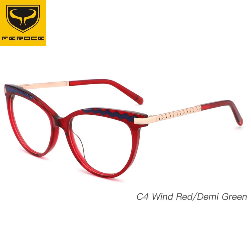 FEROCE Trendy High Quality Designed Acetate Ladies Spectacles Eye Wear Optical Glasses Eyeglasses Frames