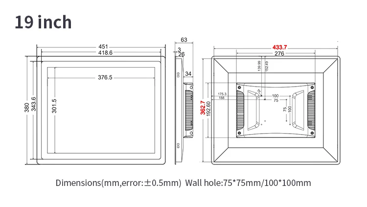 Touchthink 19 inch 1280*1024 IP65 waterproof industrial pc panel capacitive touch screen 10 inch industrial panel pc IP67