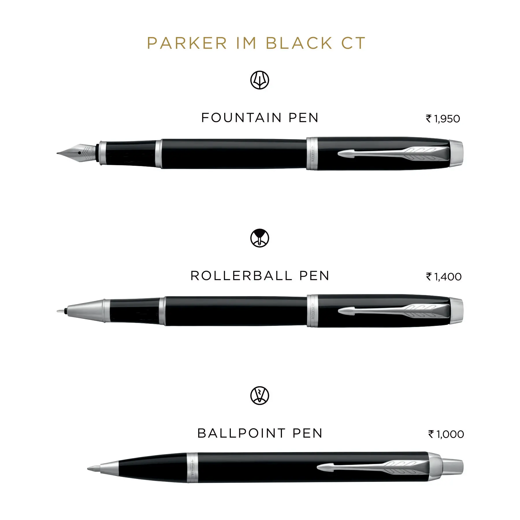 Impress with Elegance Parker Duofold Prestige Black Chevron CT Pen Collection Cute Metal Ballpoint Pen for Corporate Gifts