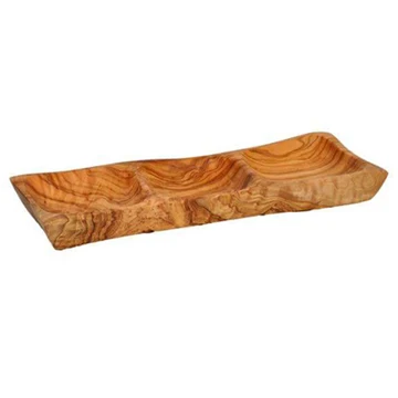 Antipasto 3 Section Tray Wholesale Olive Wood Fruit Tray Cookie Wooden Serving Tray Dip Dish with Sections .