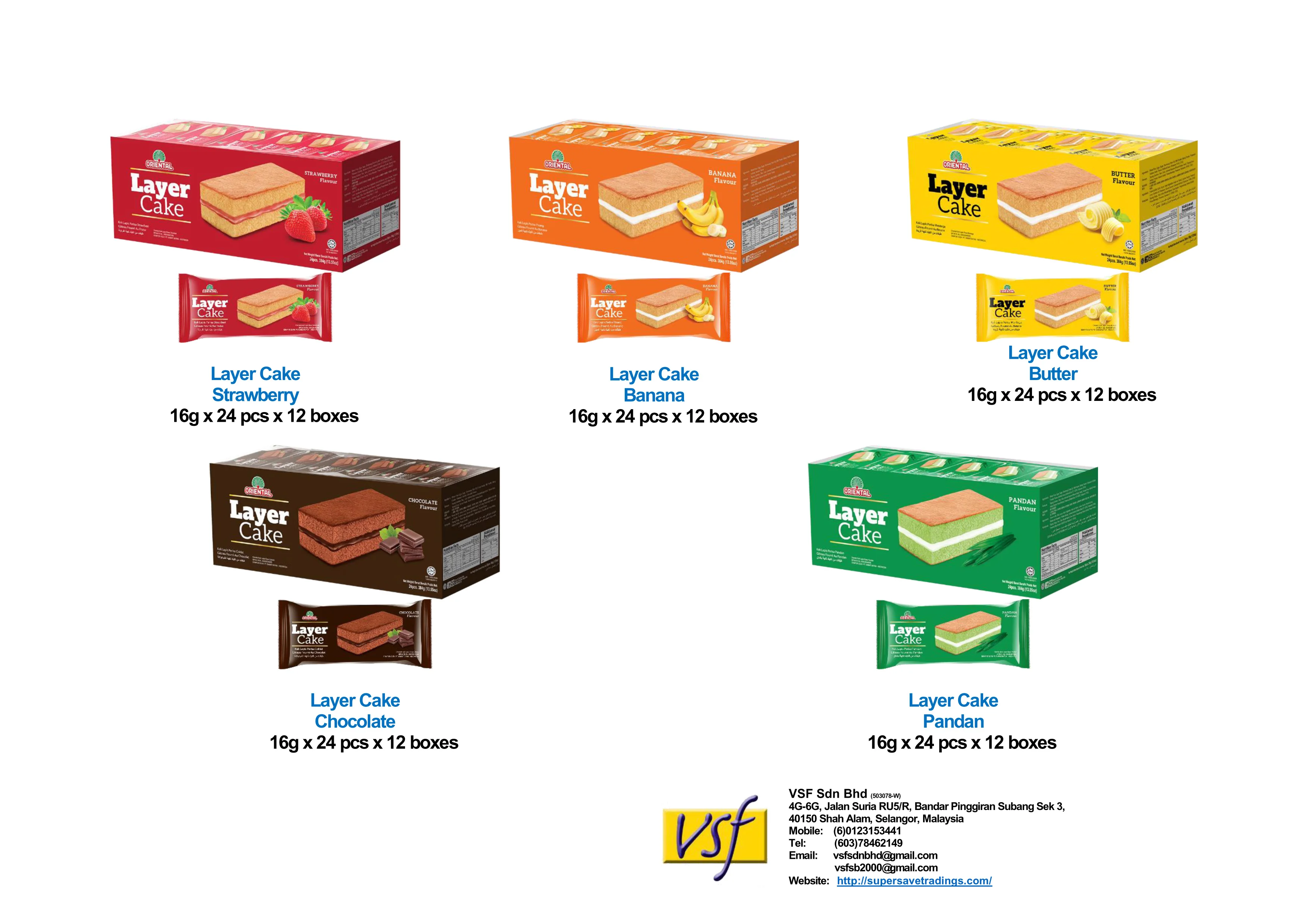 Oriental Strawberry Layer Cake 16g x 24 pcs x 12 boxes