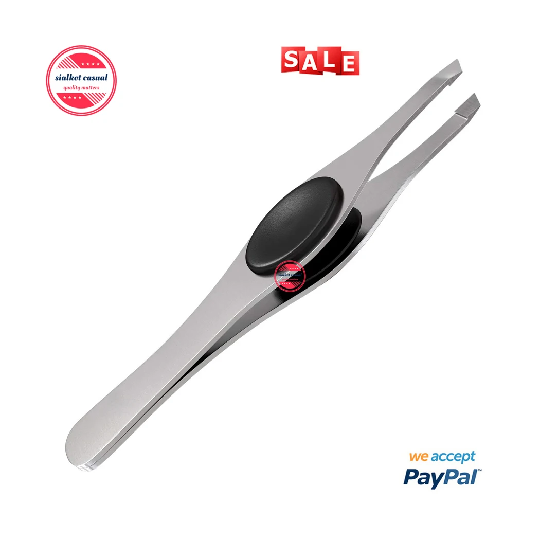 2 Piece Set Black Hair Tweezers Point+Slant Ingrown Hair Removal - Blackhead and Splinter Tweezer with Sharp  Needle Nose Point