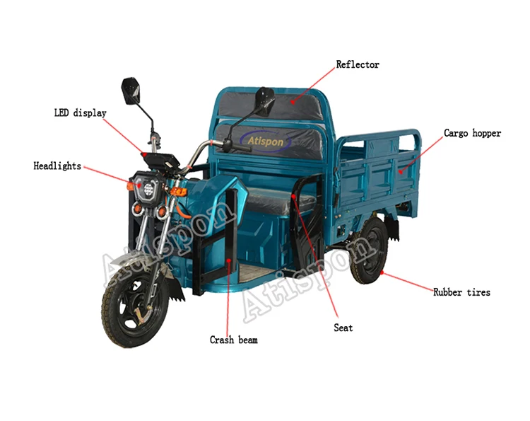 Open Body Electric Cargo Bike 3 Wheel Pickup Truck 250cc Three Wheel Atv  Tricycle Electric Bike  Scooter Bike