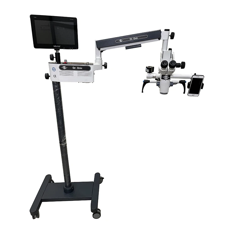 Floor Stand Portable Ent Operating Microscope 3 Step Zoom 0-180  Degree Tilt Binocular tube with Digital Camera