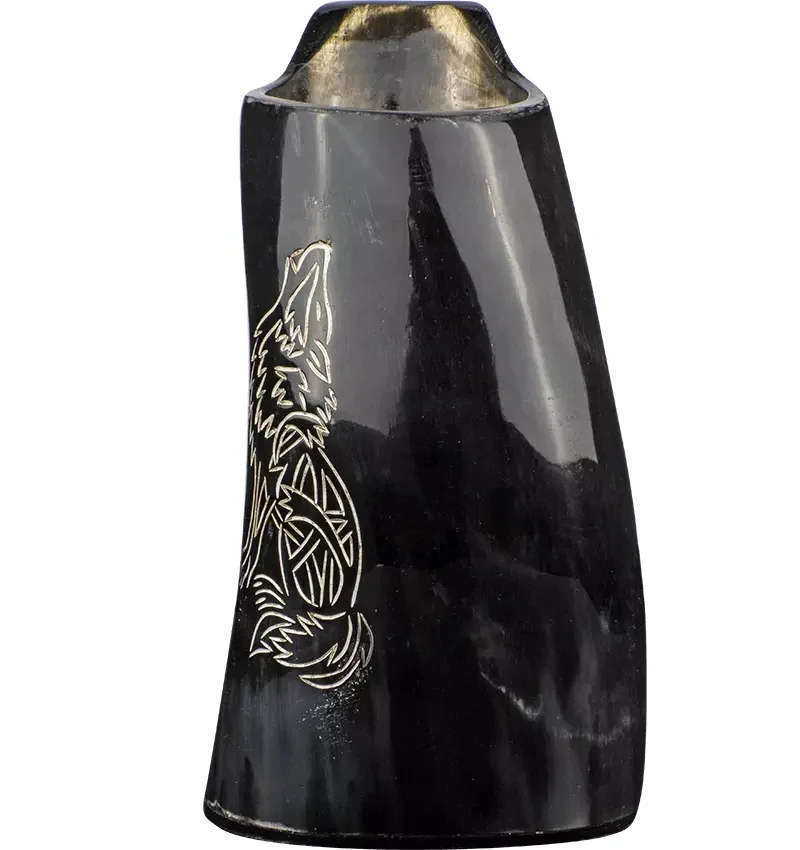 Classic Viking Animal Design Buffalo Horn Mug 50 Sustainable and Stocked Polished Handicraft Coffee Mugs