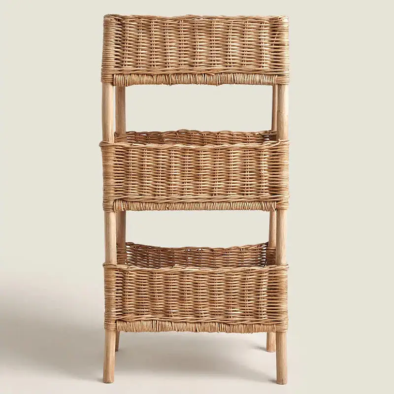 wholesale multilayer rattan basket style stand multipurpose storage for home furniture decoration