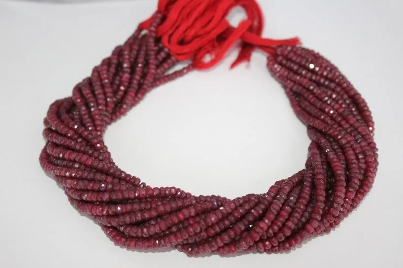 Hot Selling Beautiful Ruby Corundum Top Quality Beads For Jewelry Making Uses Beads Strands Manufacture in India By Exporters
