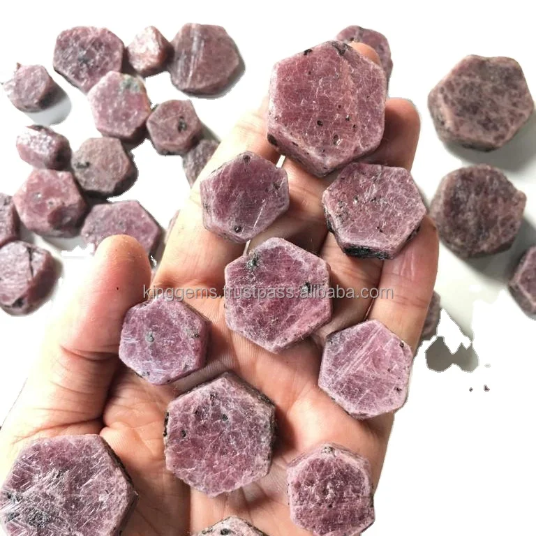 BEST SELLING WHOLESALE NATURAL CRYSTAL RUBY HEXAGON ROUGH STONE FOR REIKI HEALING MEDITATION RUBY  RAW TUMBLED STONE