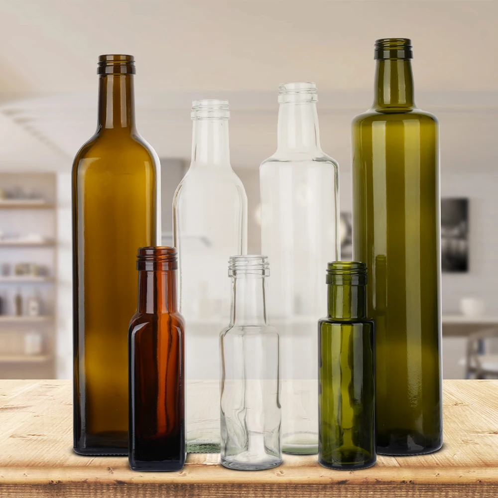 Custom Antique Green Amber Cooking Oil 250ml 500ml 750ml 1L Extra Virgin Glass Olive Oil Bottle For Kitchen
