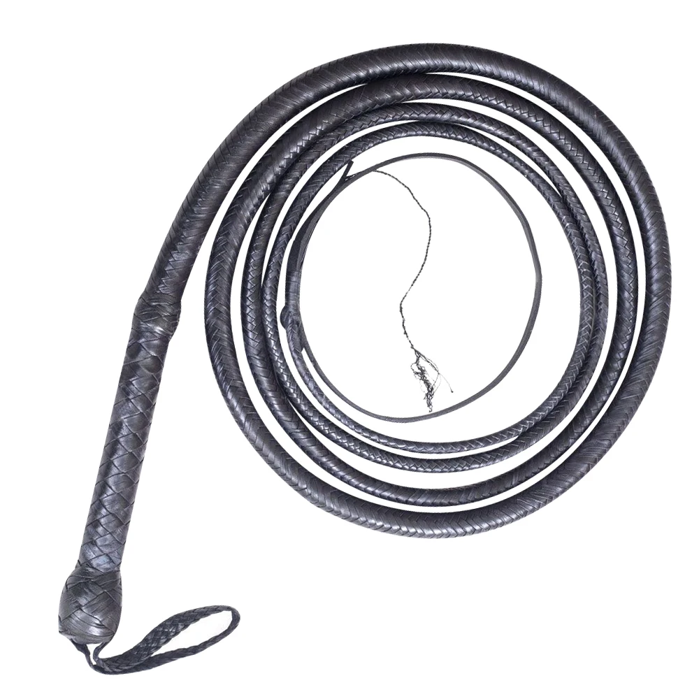 Kangaroo Hide Bull Whip 06 To 16 Feet 12 Plaits Custom Bullwhip Belly And Bolster Indiana Jones Style Heavy Duty Black
