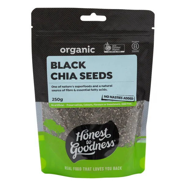 Organic Black Chia Seeds 250G x 12 Food style use Made in Australia