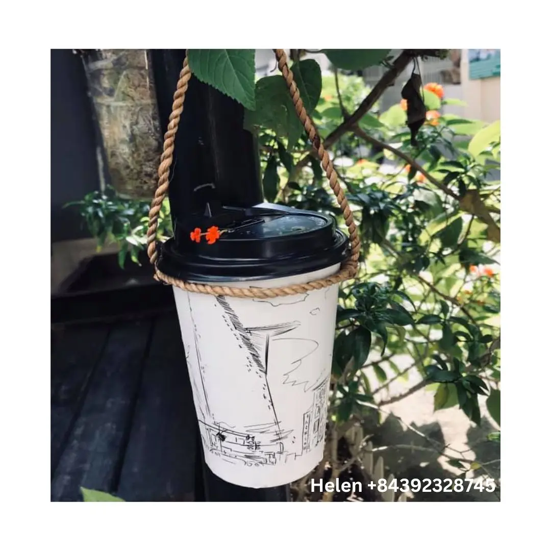 High Quality JUTE Coffee Holder Strap Eco-Friendly Cup Carrier Seagrass String Top Sale 2024 Sustainable String Beverage Use